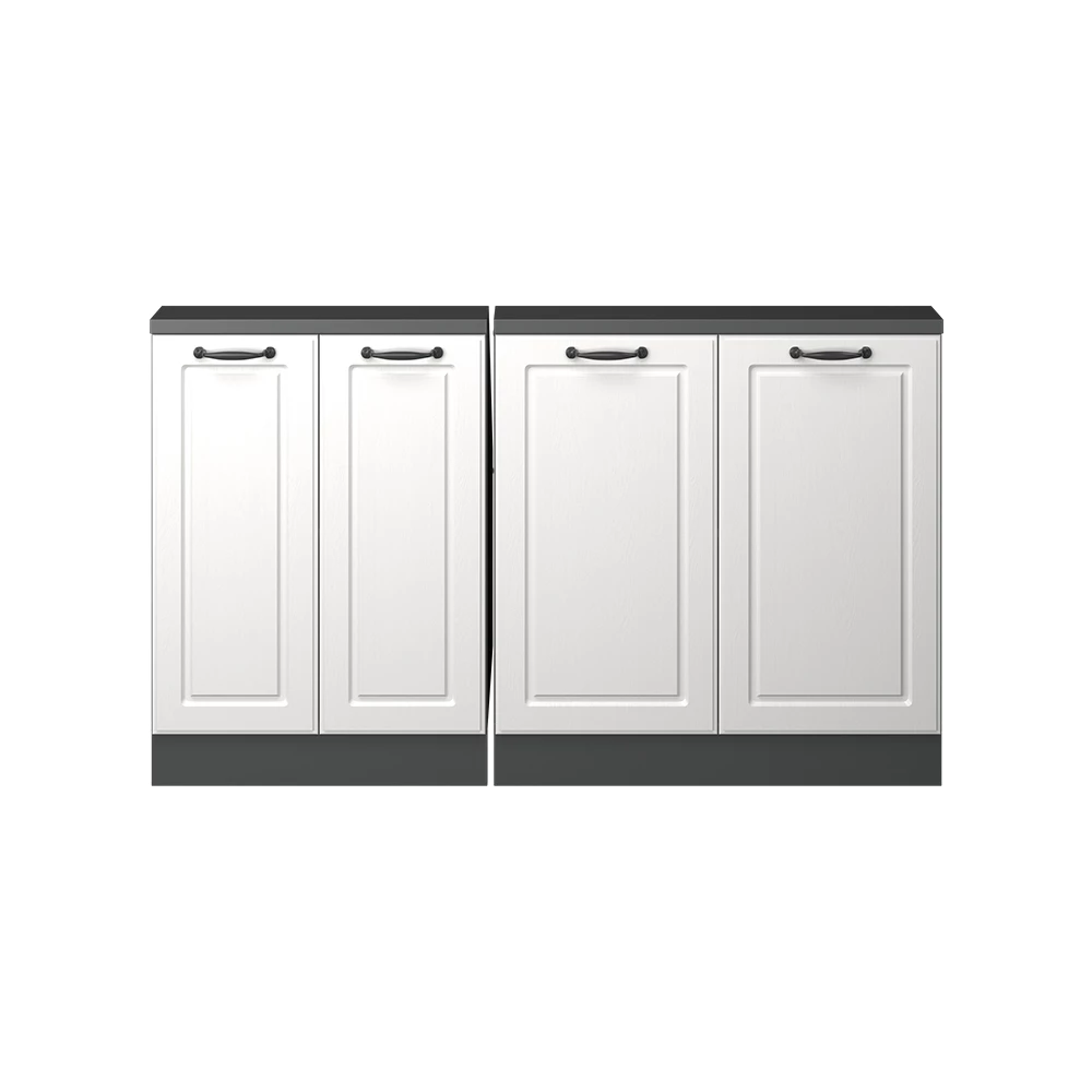 Dachschrägenschrank in Weiß Landhaus/Anthrazit auf weißem Hintergrund