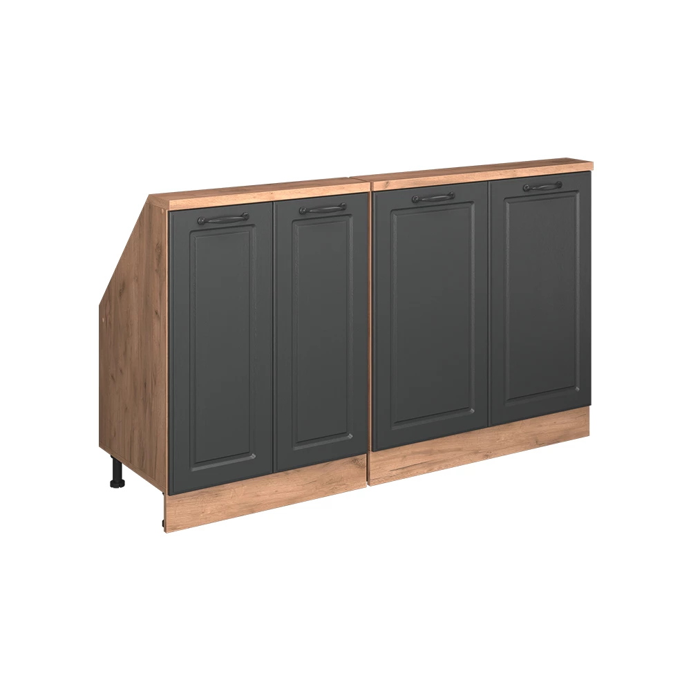 Dachschrägenschrank in Anthrazit Landhaus/Goldkraft Eiche auf weißem Hintergrund