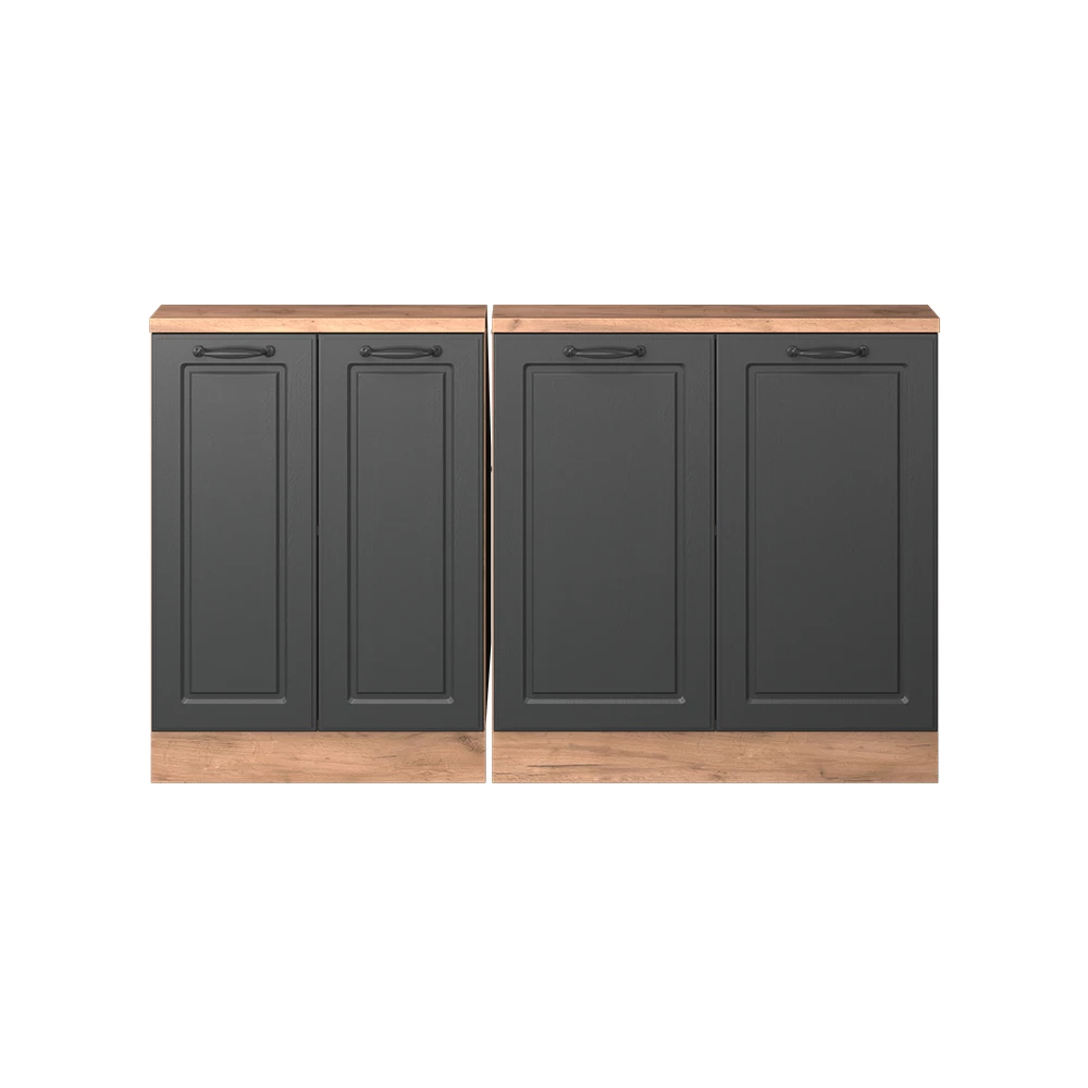 Dachschrägenschrank in Anthrazit Landhaus/Goldkraft Eiche auf weißem Hintergrund