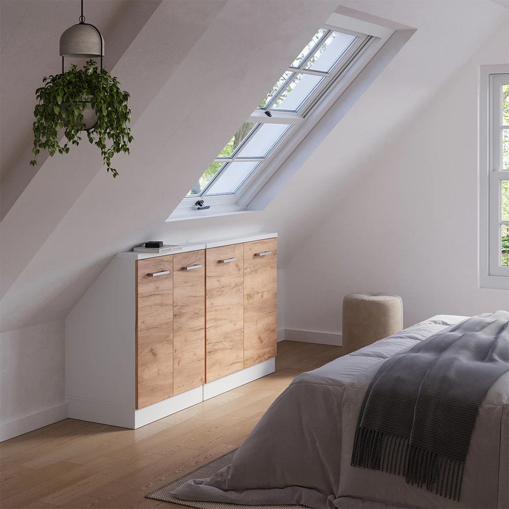 Wardrobe for sloping ceiling set Rion Gold power oak white Set