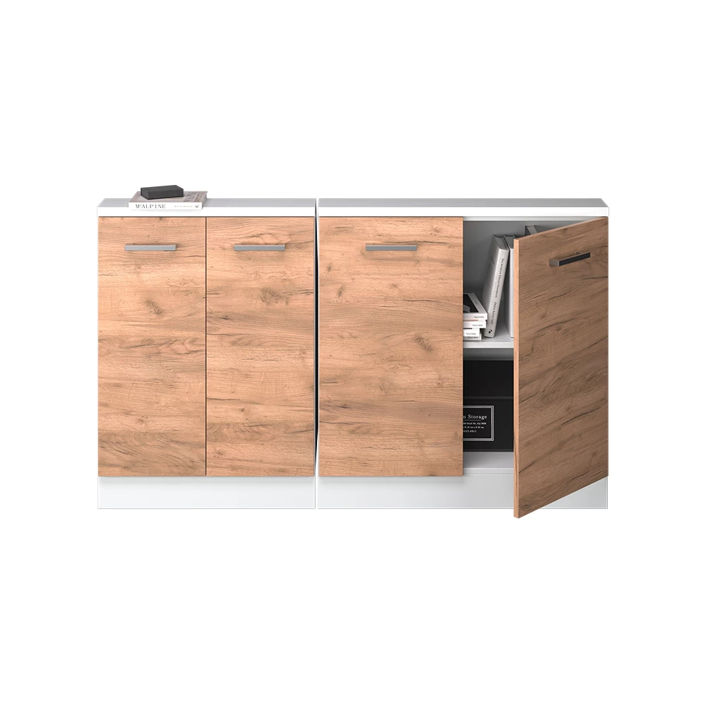 Keukenkast voor schuine wand R-Line Krachtige eik goud 140 cm Set van 2 Vicco