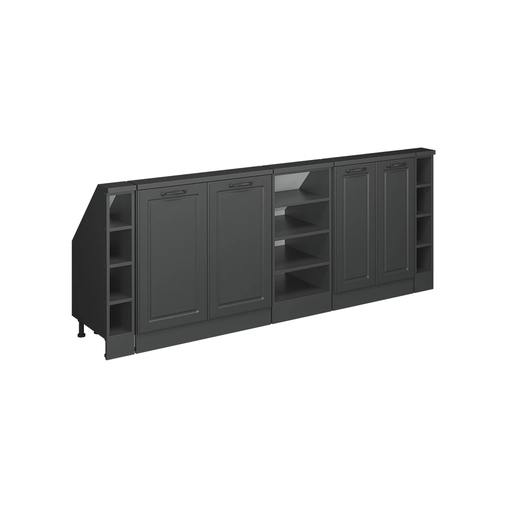 Dachschrägenschrank in Anthrazit Landhaus/Anthrazit auf weißem Hintergrund