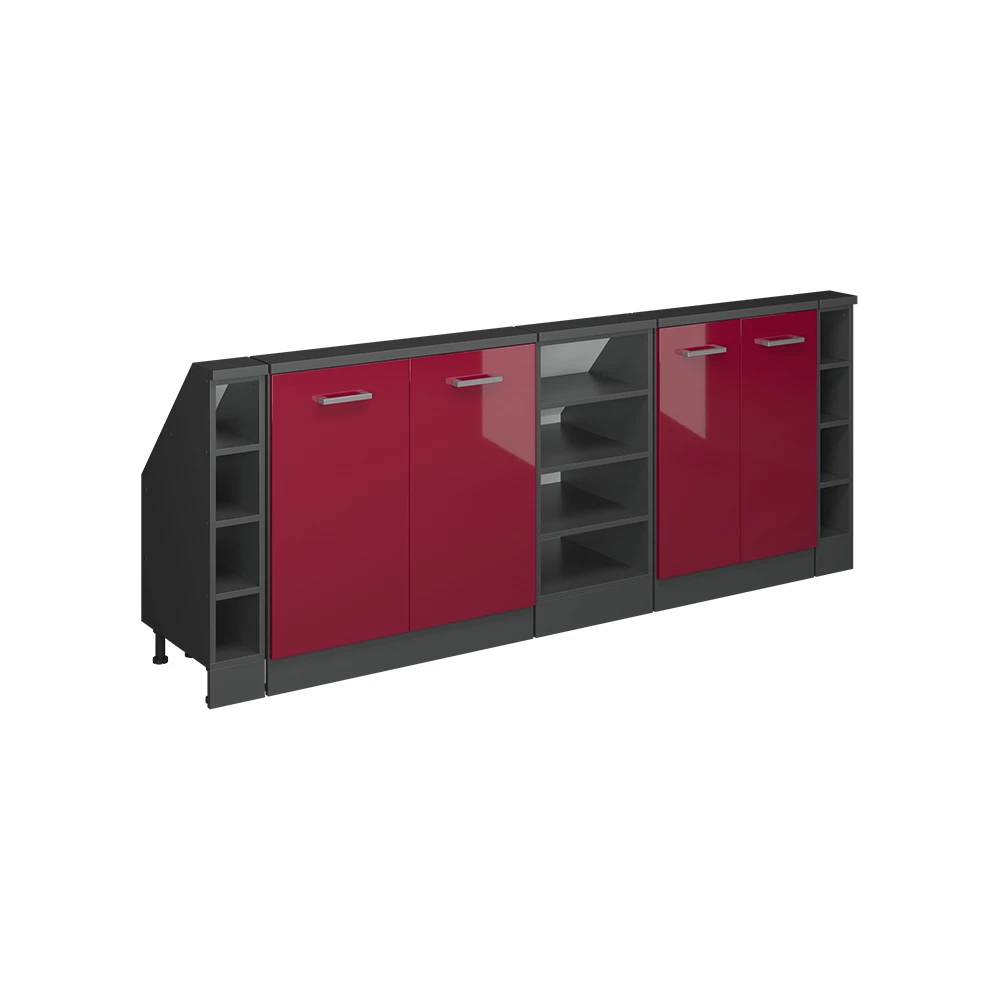 Dachschrägenschrank in Bordeaux alto brilho/antracite on white background