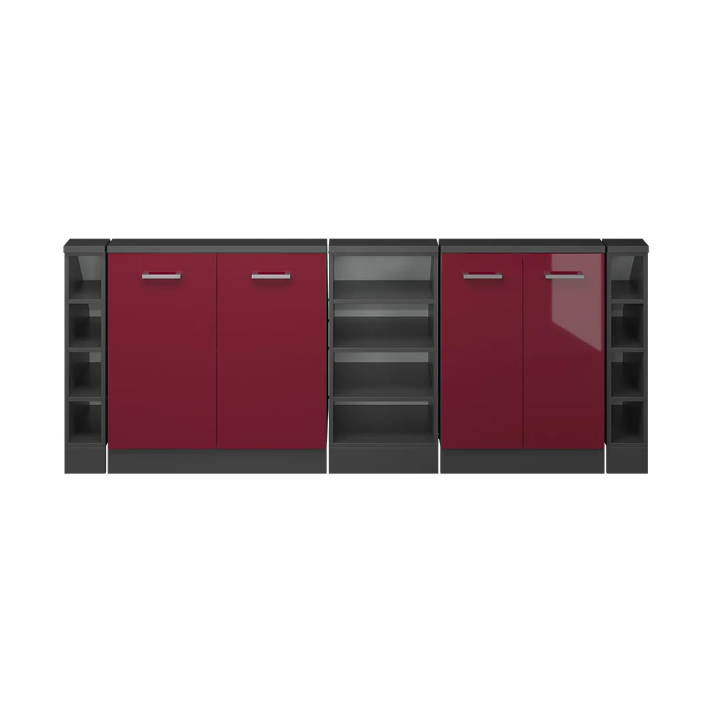 Dachschrägenschrank in Bordeaux alto brilho/antracite on white background