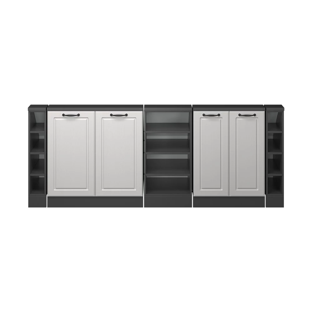 Dachschrägenschrank in Weiß Landhaus/Anthrazit auf weißem Hintergrund
