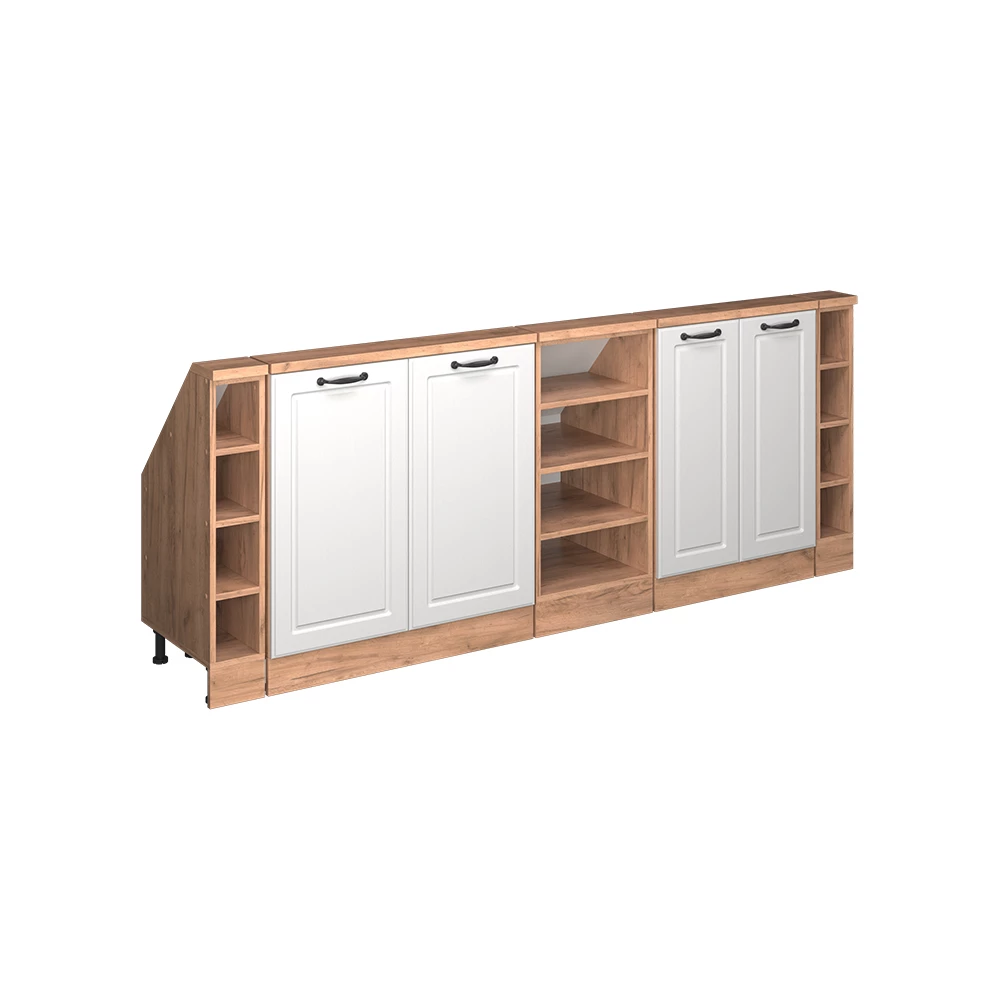 Dachschrägenschrank in Weiß Landhaus/Goldkraft Eiche auf weißem Hintergrund