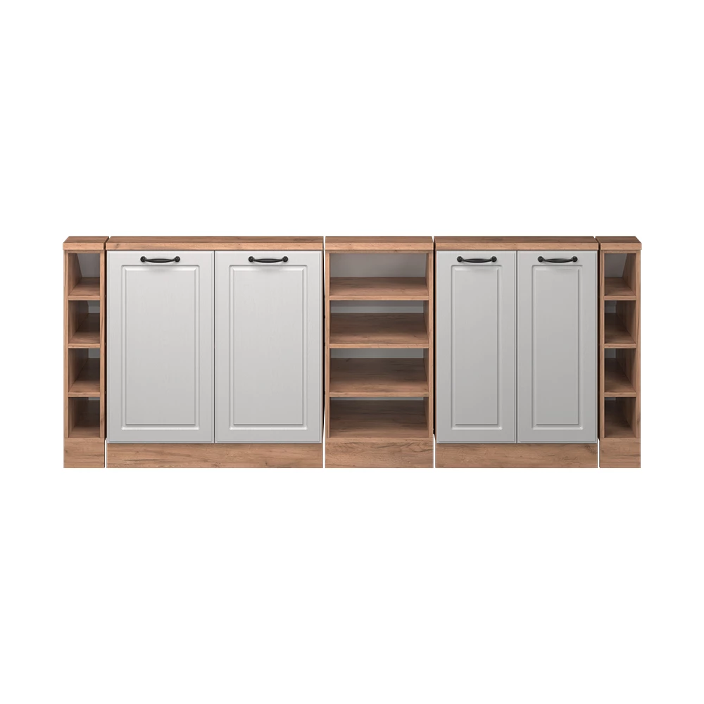 Dachschrägenschrank in Weiß Landhaus/Goldkraft Eiche auf weißem Hintergrund