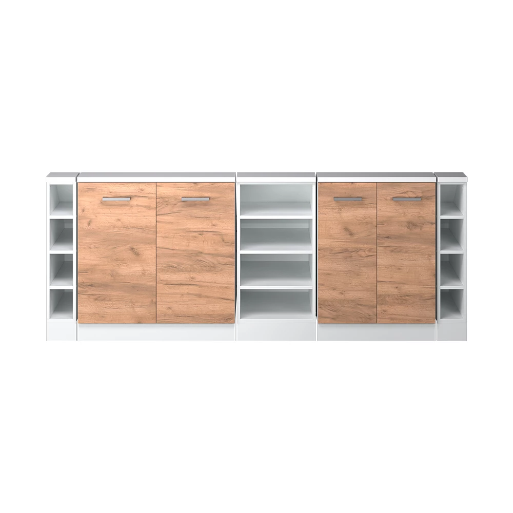 Dachschrägenschrank in Goldkraft Eiche/Weiß auf weißem Hintergrund