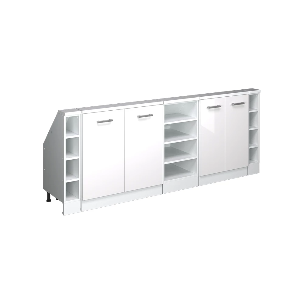 Dachschrägenschrank in Weiß Hochglanz/Weiß auf weißem Hintergrund