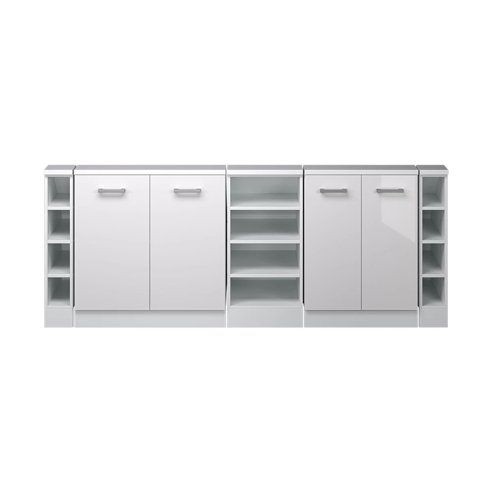 Dachschrägenschrank in Weiß Hochglanz/Weiß auf weißem Hintergrund