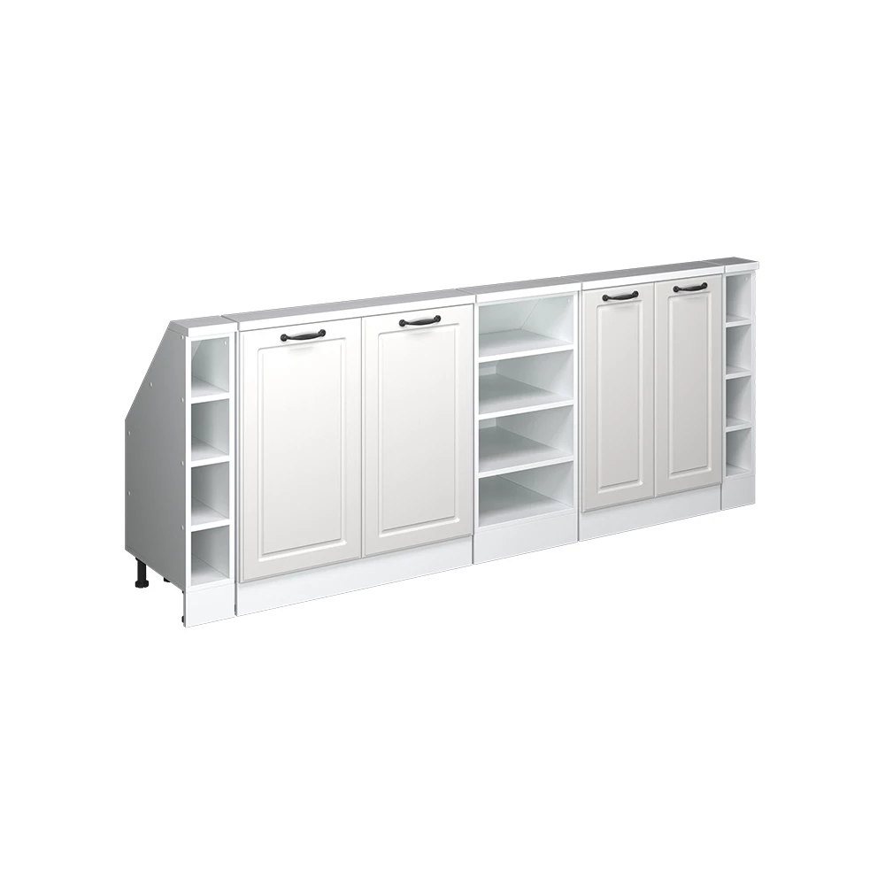 Dachschrägenschrank in Weiß Landhaus/Weiß auf weißem Hintergrund