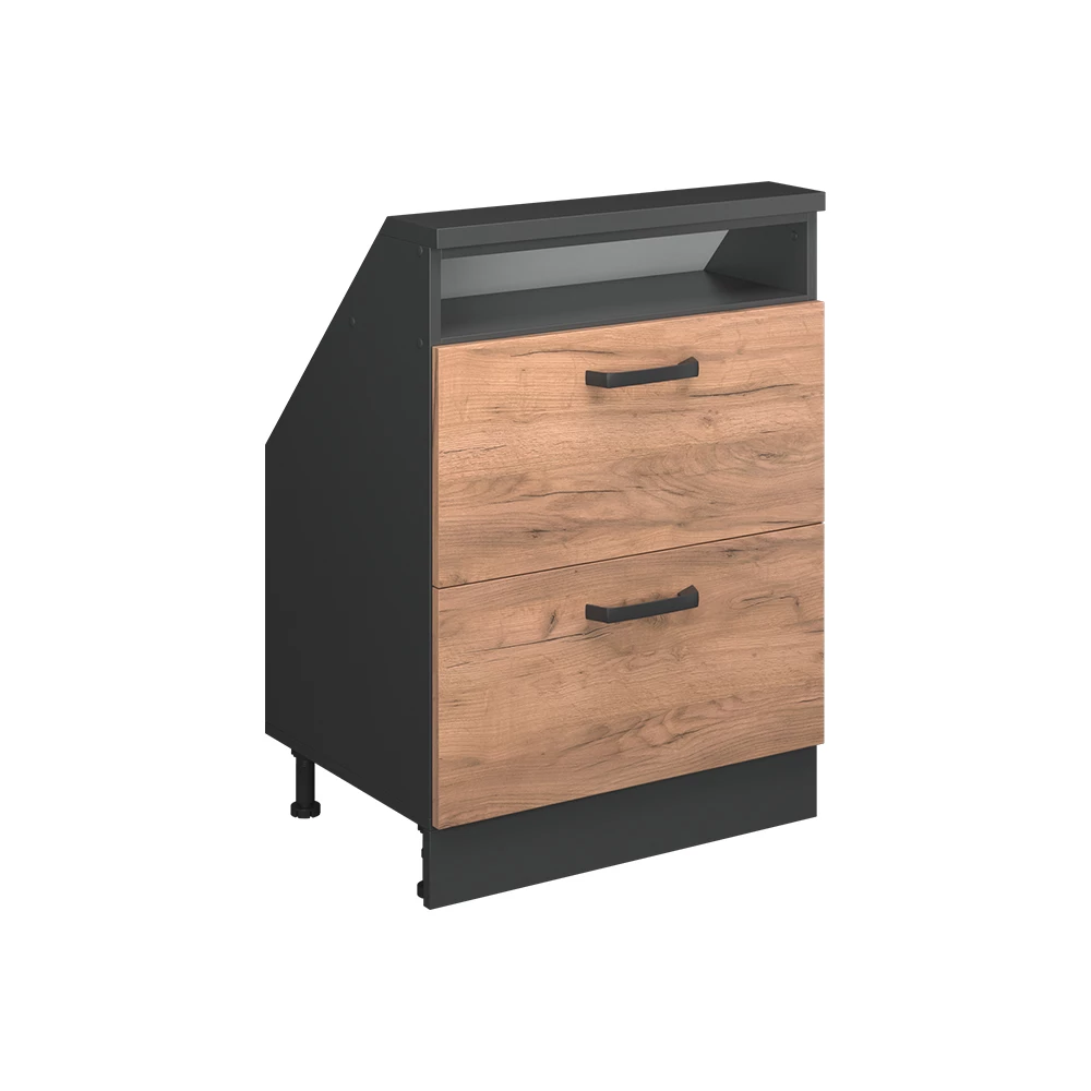 Dachschrägenschrank in Carvalho Goldkraft/antracite on white background