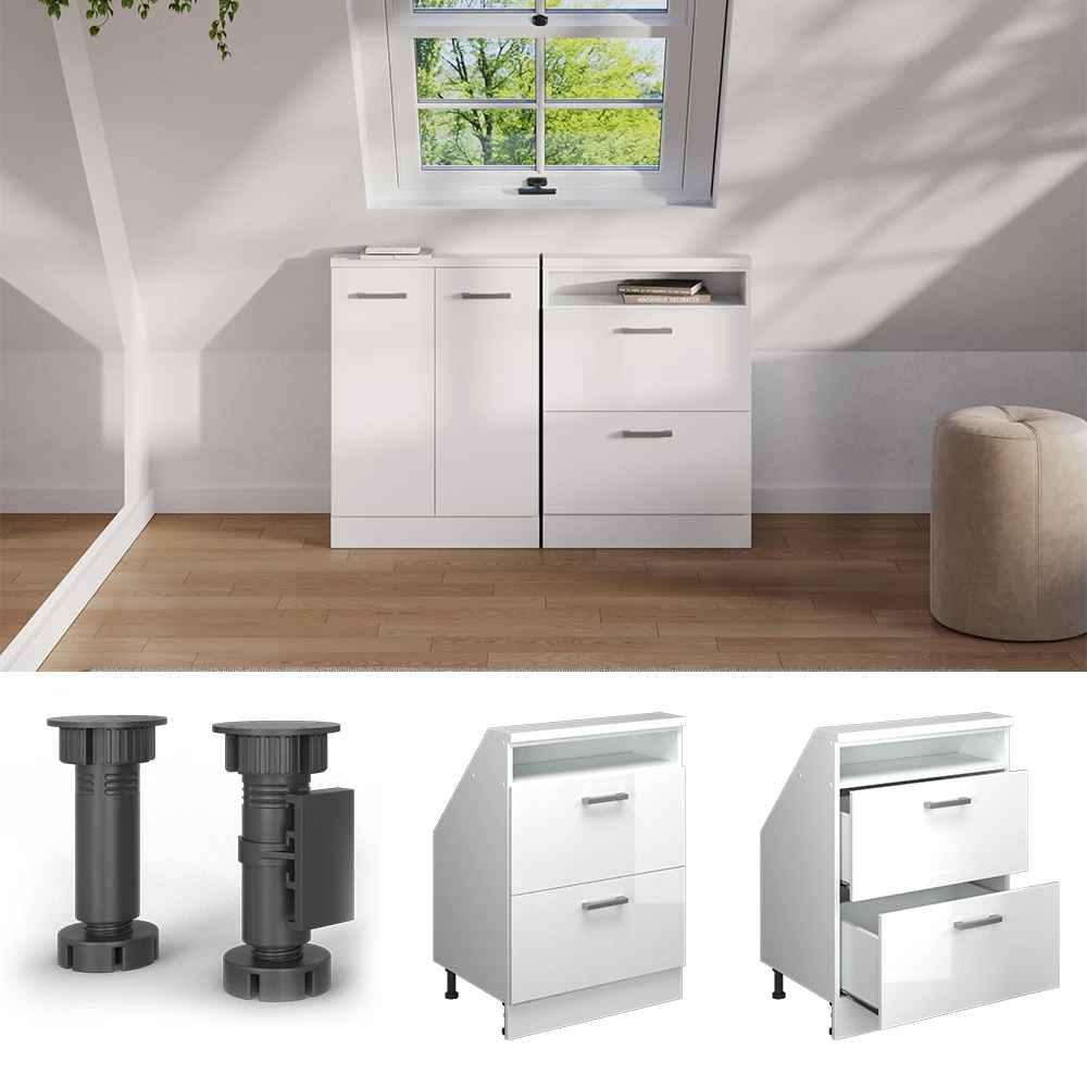 Armadio per tetto spiovente in Bianco lucido/bianco su sfondo bianco