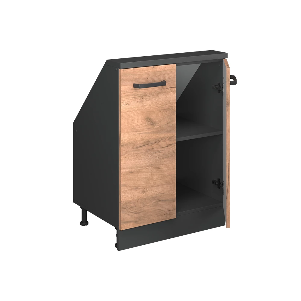 Dachschrägenschrank in Carvalho Goldkraft/antracite on white background