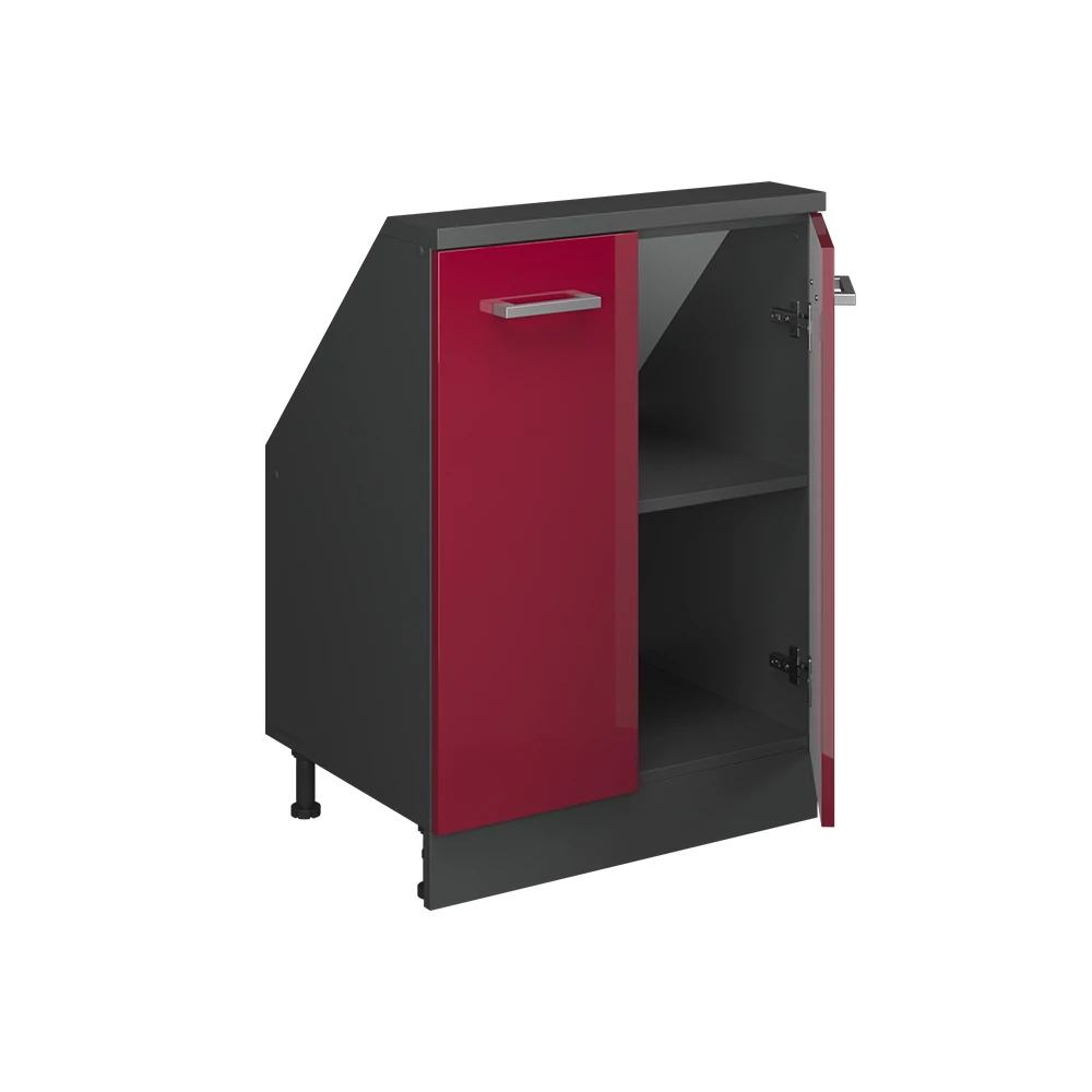 Dachschrägenschrank in Bordeaux alto brilho/antracite on white background