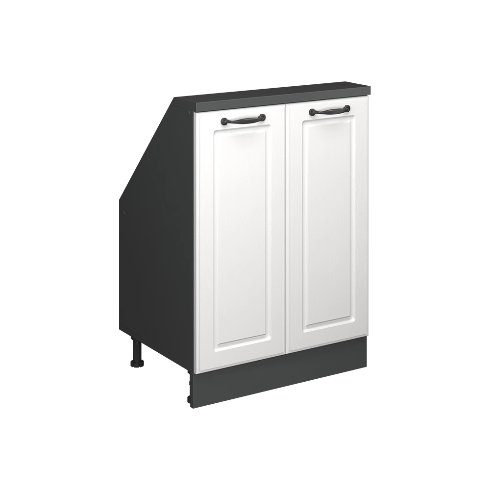 Dachschrägenschrank in Weiß Landhaus/Anthrazit auf weißem Hintergrund