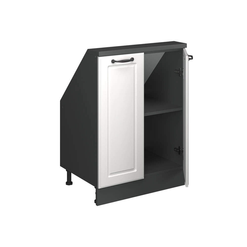 Dachschrägenschrank in Weiß Landhaus/Anthrazit auf weißem Hintergrund