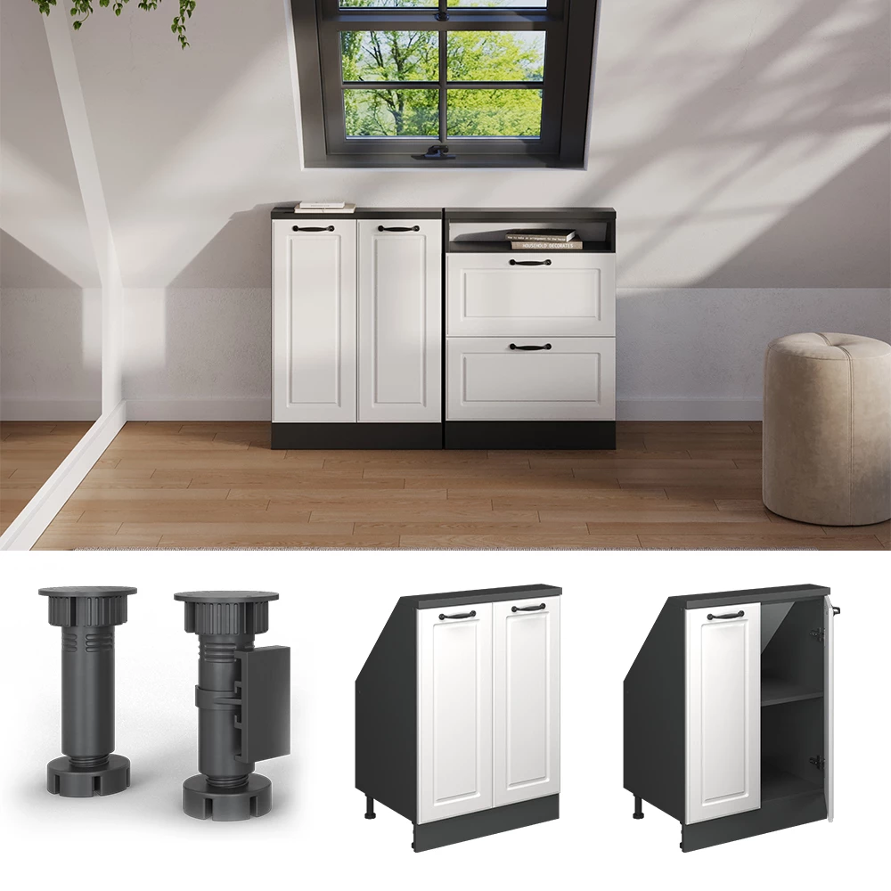 Dachschrägenschrank in Casa de campo branca/antracite on white background