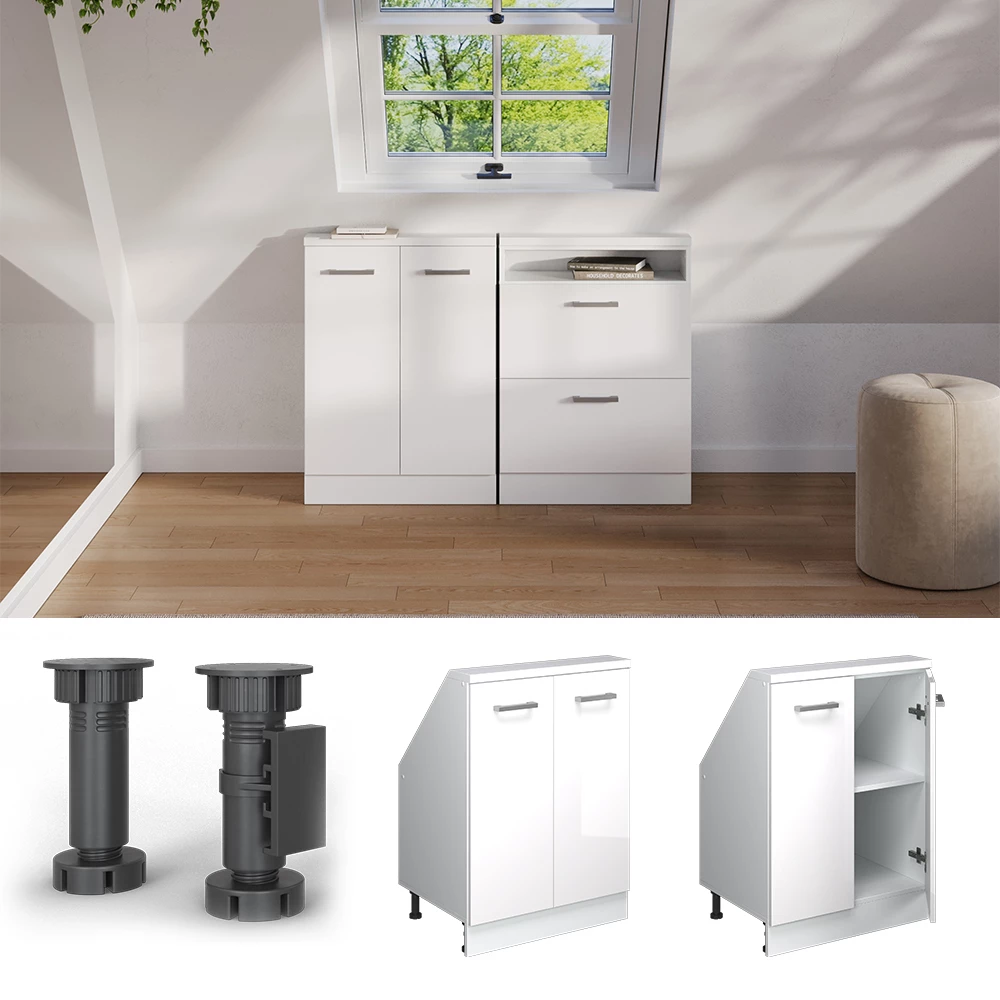 Armadio per tetto spiovente in Bianco lucido/bianco su sfondo bianco