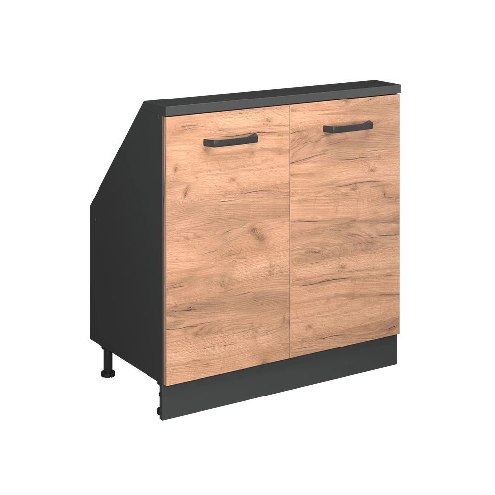 Dachschrägenschrank in Goldkraft Eiche/Anthrazit auf weißem Hintergrund
