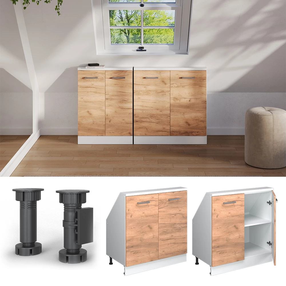 Ferde tetőszekrény Gold power tölgy/fehér színben fehér háttéren