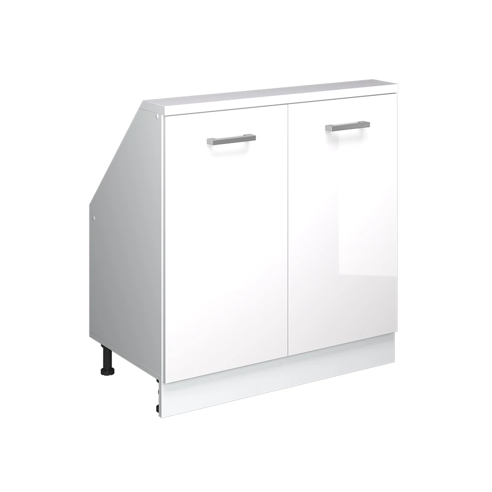 Dachschrägenschrank in Weiß Hochglanz/Weiß auf weißem Hintergrund