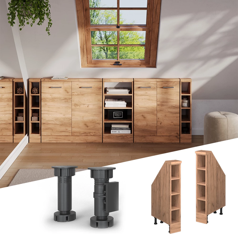 Dachschrägenschrank in Carvalho dourado on white background