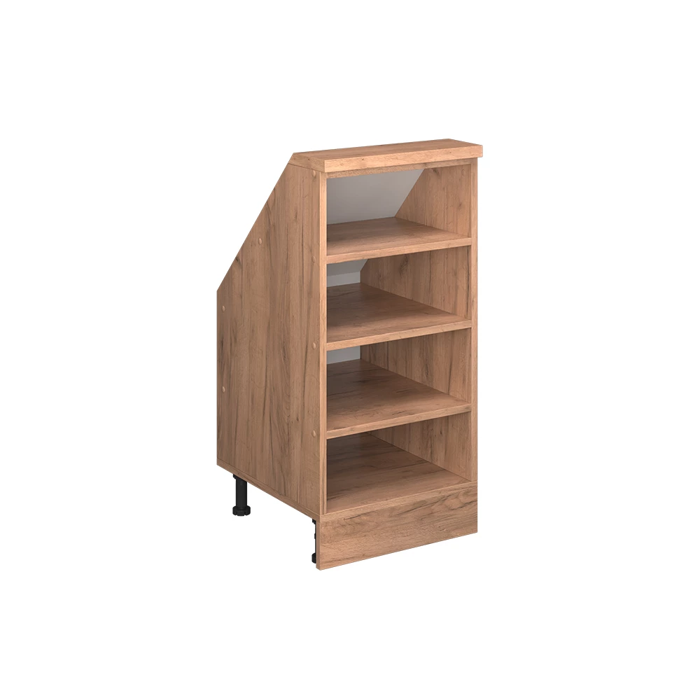 Dachschrägenschrank in Goldkraft Eiche auf weißem Hintergrund