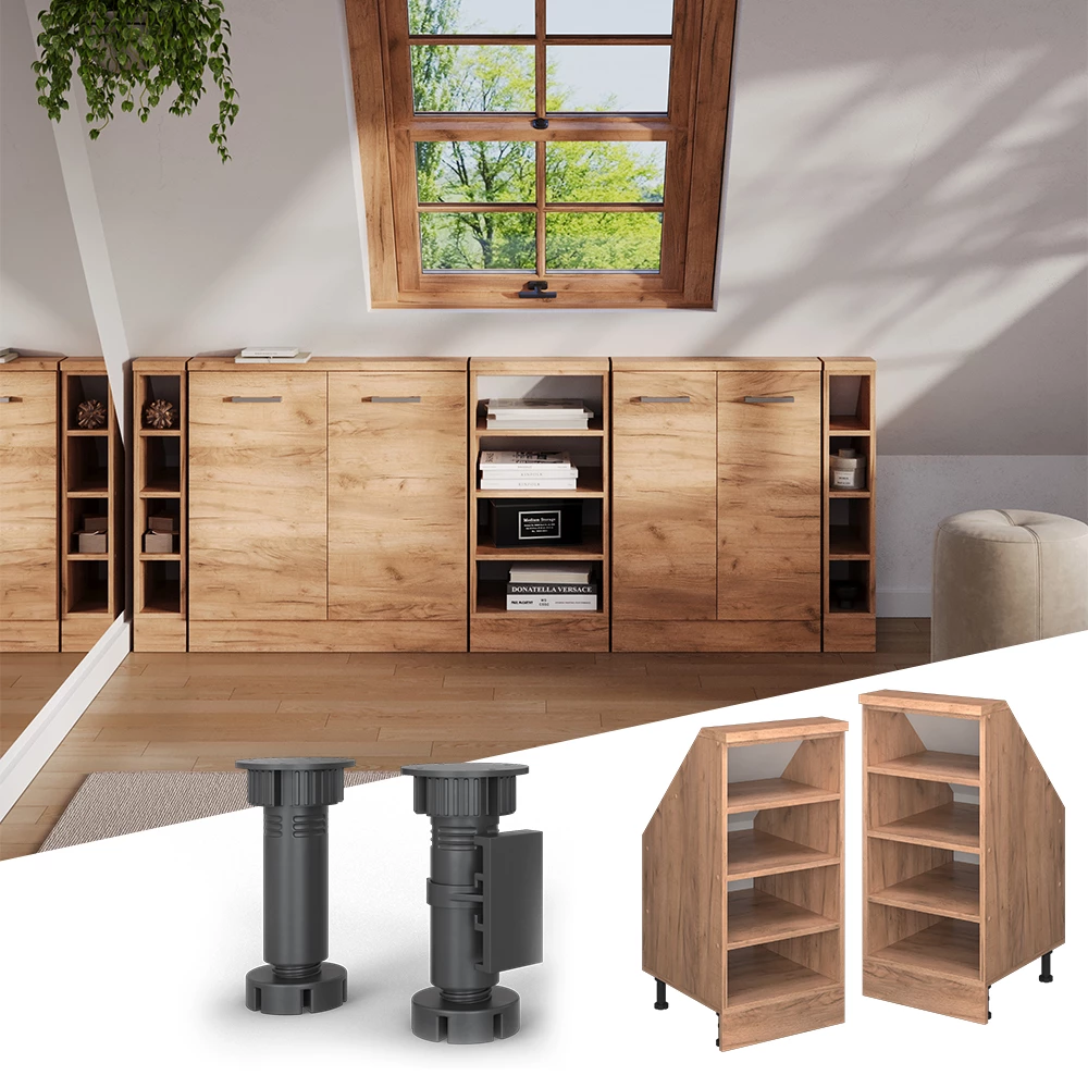 Dachschrägenschrank in Carvalho dourado on white background