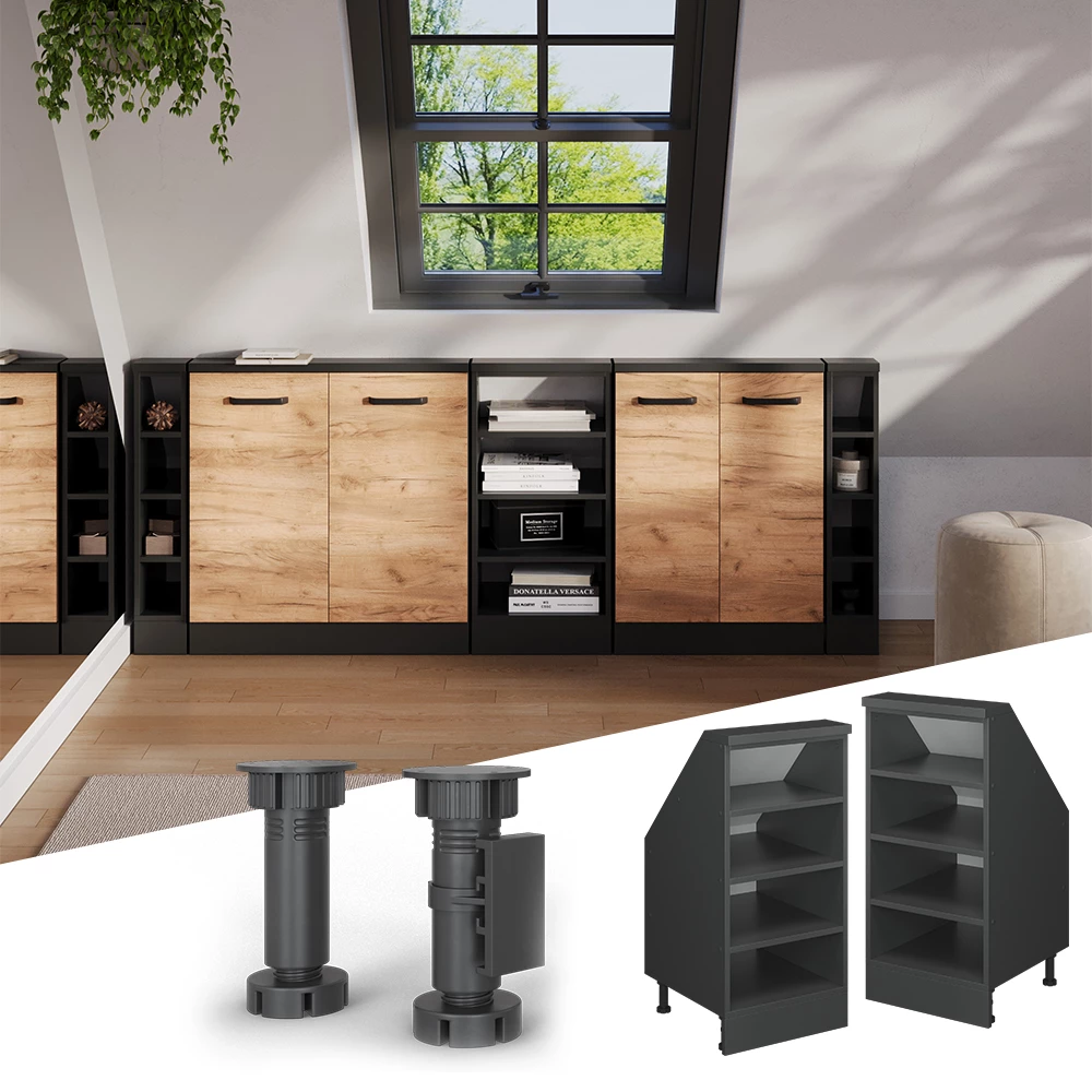 Skråt tagskab i farven Antracit på hvid baggrund