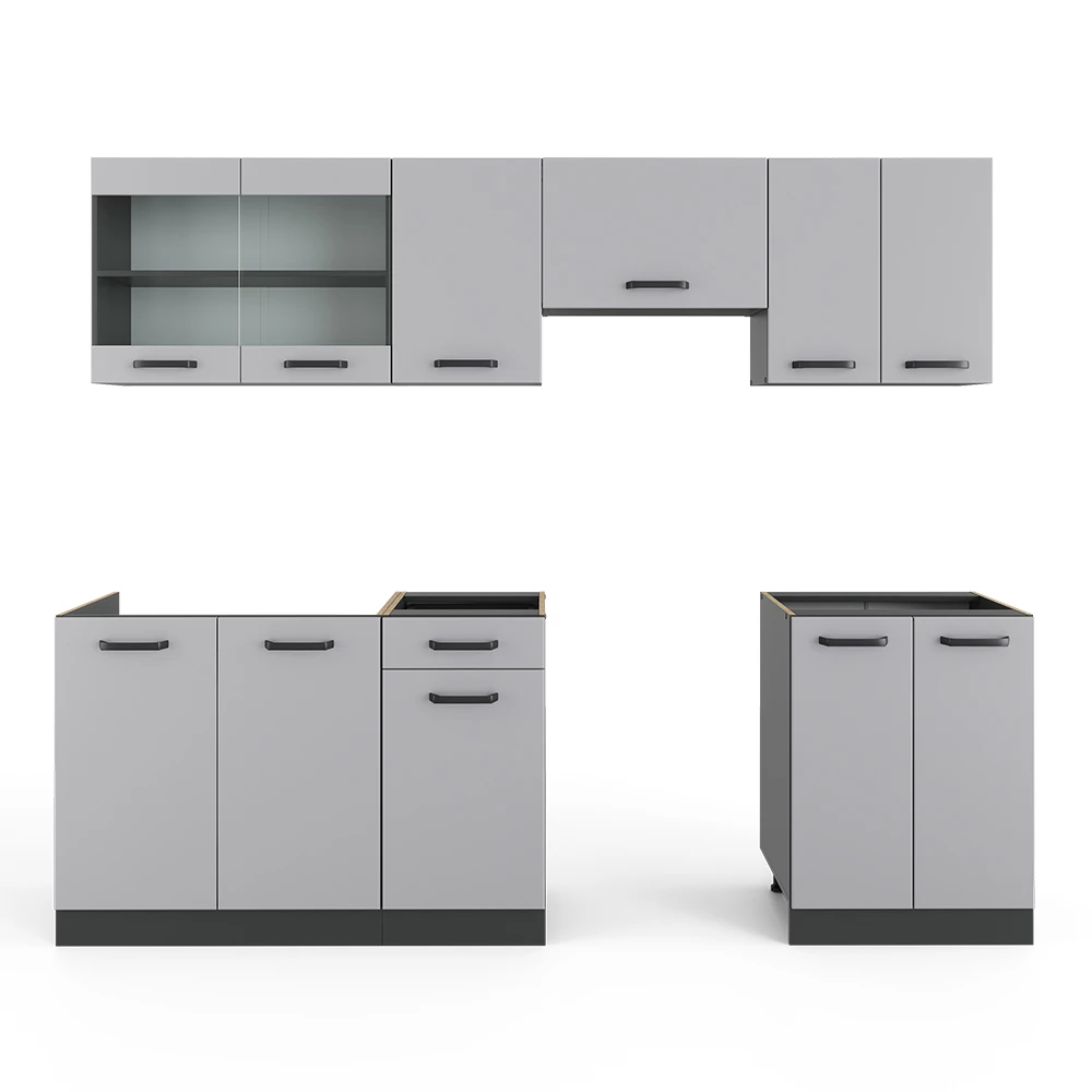 Keukenblok R-Line Kasjmier 240 cm , WB Antraciet Vicco