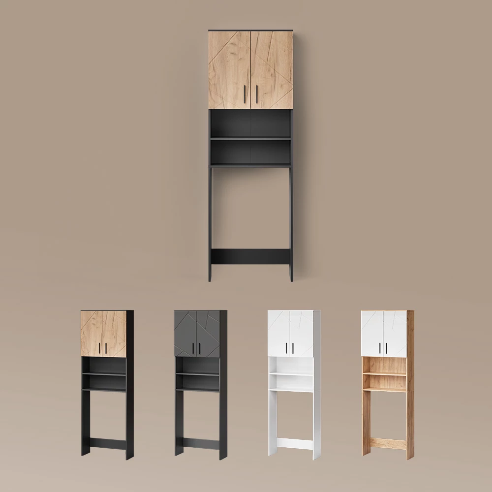 Waschmaschinenschrank Ronco Anthrazit Hochglanz 64 x 190.5 cm livinity®