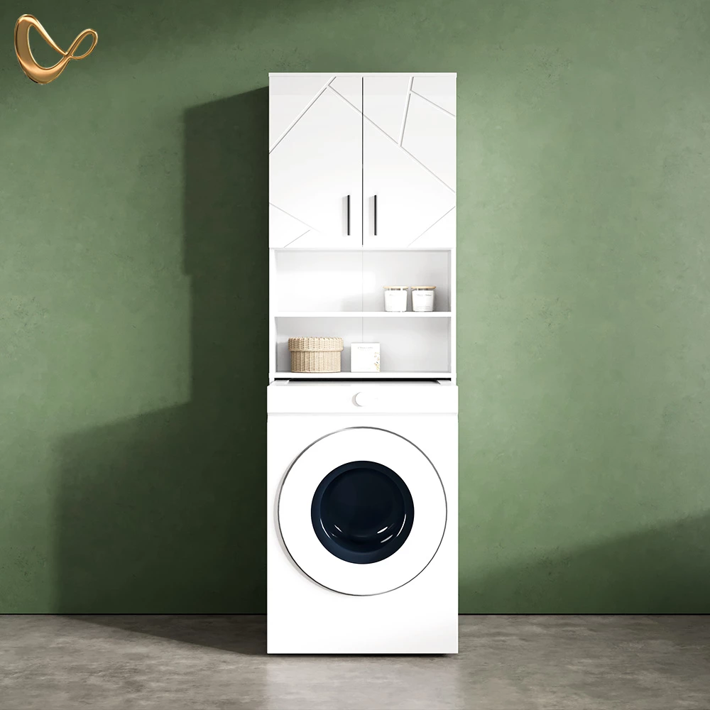 Waschmaschinenschrank Ronco Weiß Hochglanz 64 x 190.5 cm livinity®