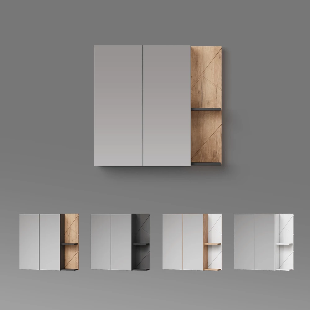 Spiegelschrank Ronco Weiß Hochglanz 80 x 75 cm livinity®