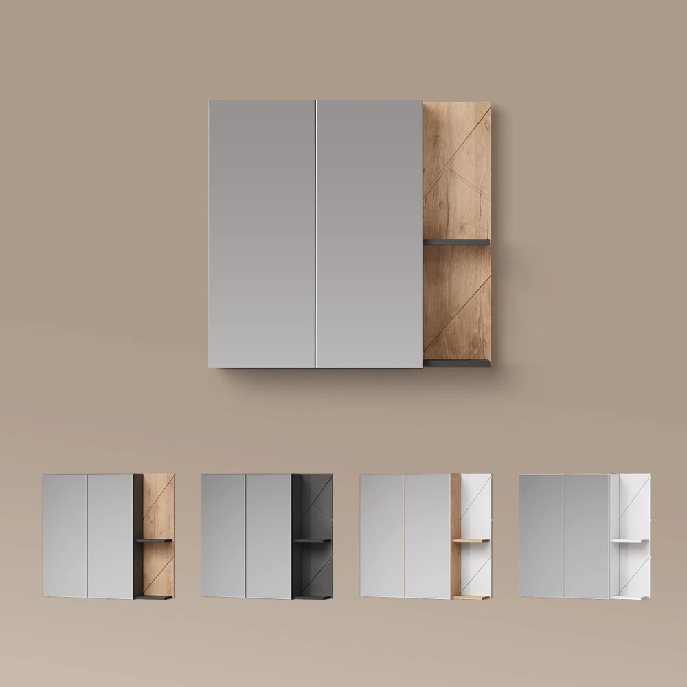 Spiegelschrank Ronco Anthrazit Hochglanz/Anthrazit 80 x 75 cm livinity®