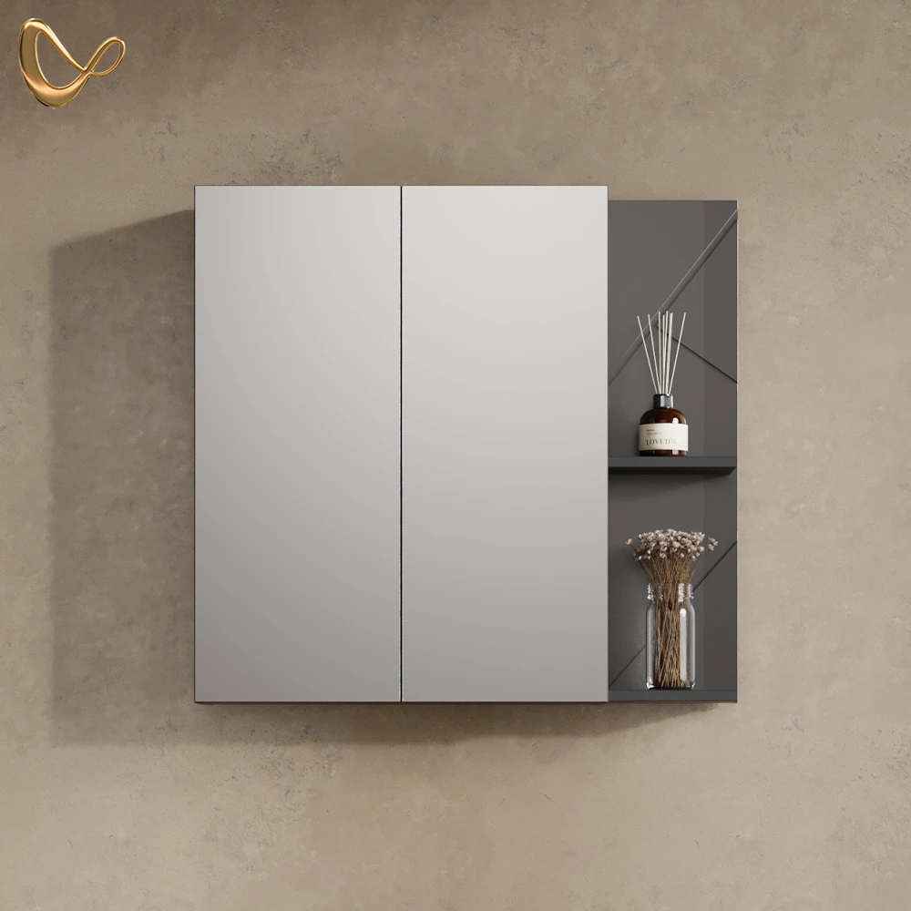 Spiegelschrank Ronco Anthrazit Hochglanz/Anthrazit 80 x 75 cm livinity®