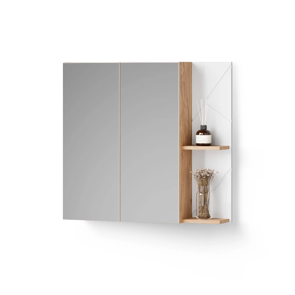 Spiegelschrank in Weiß Hochglanz auf weißem Hintergrund
