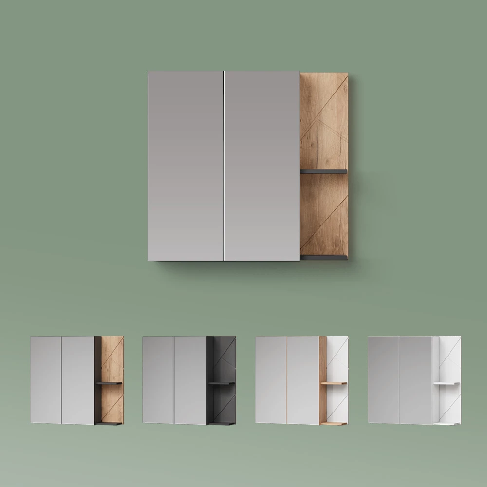 Spiegelschrank Ronco Weiß Hochglanz 80 x 75 cm livinity®