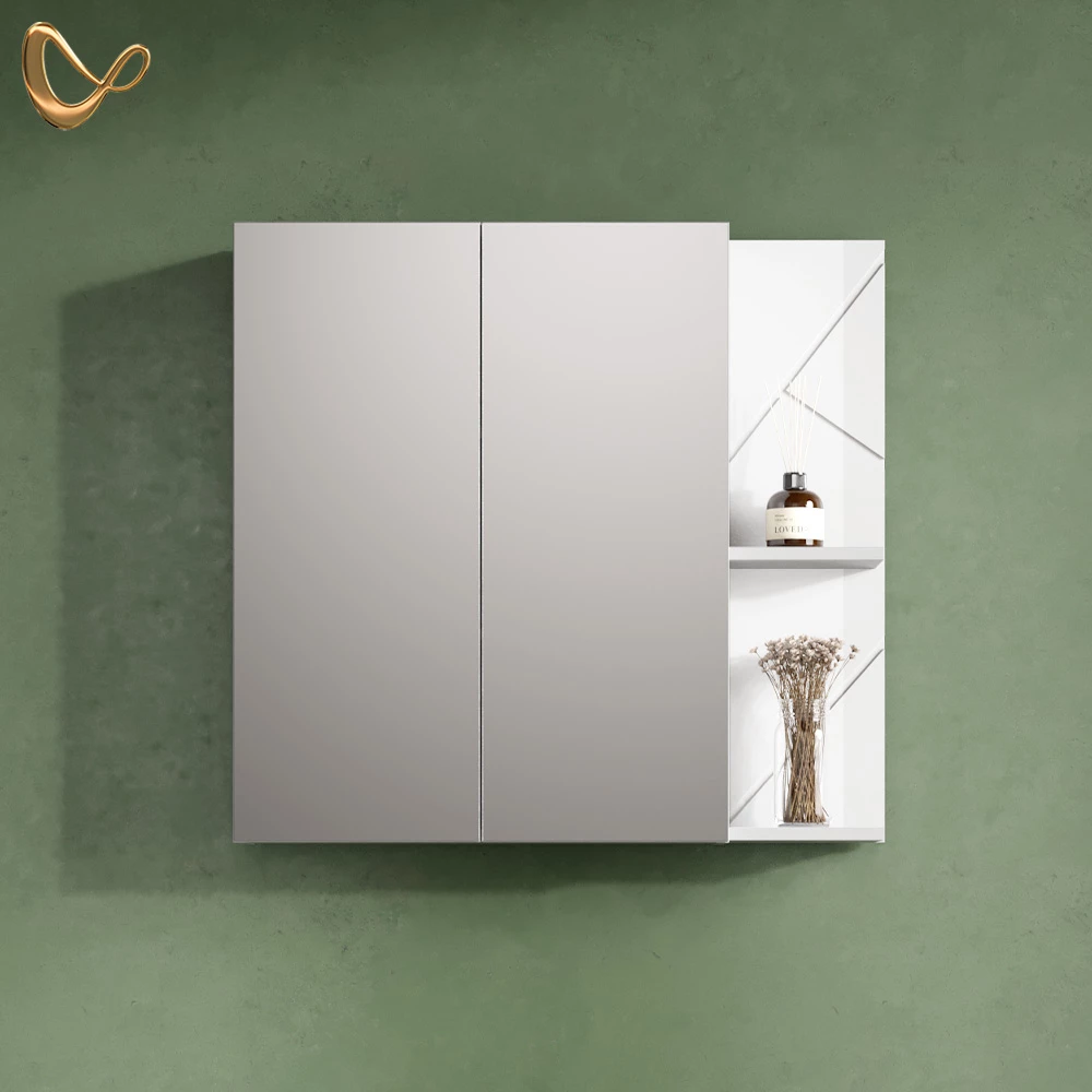 Spiegelschrank Ronco Weiß Hochglanz 80 x 75 cm livinity®