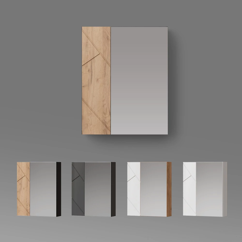 Spiegelschrank Ronco Weiß/Eiche 60 x 75 cm livinity®