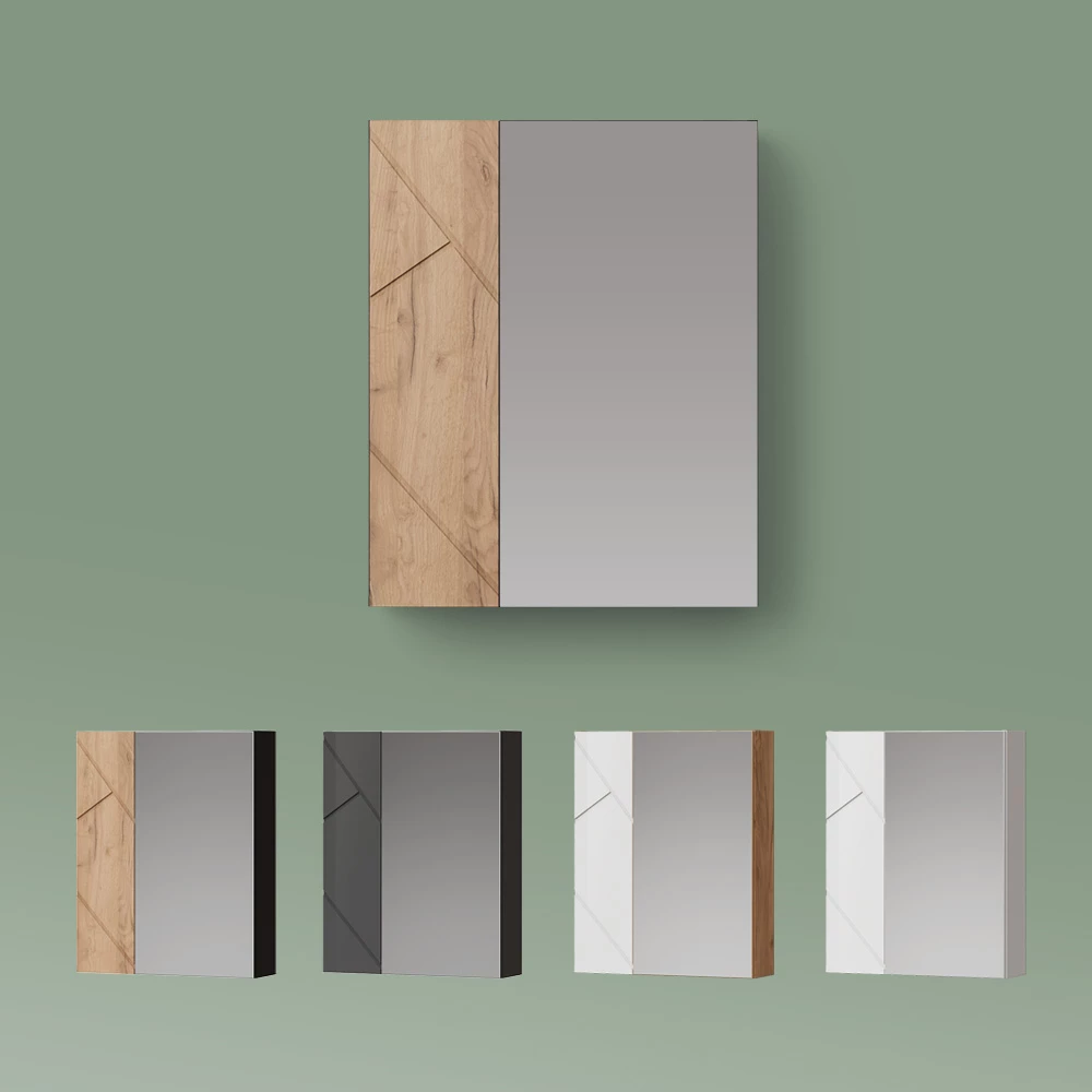 Spiegelschrank Ronco Weiß Hochglanz/Weiß 60 x 75 cm livinity®