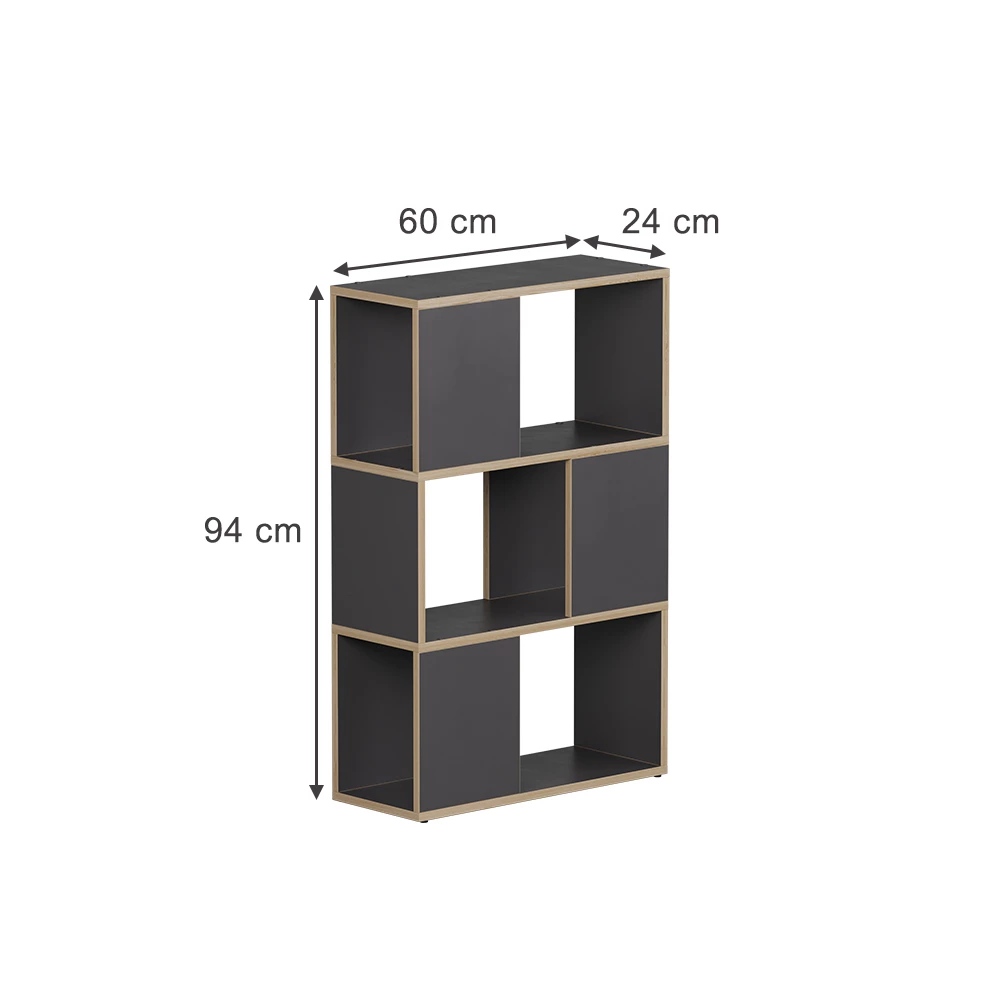 Séparateur de pièce en anthracite/chêne sur fond blanc
