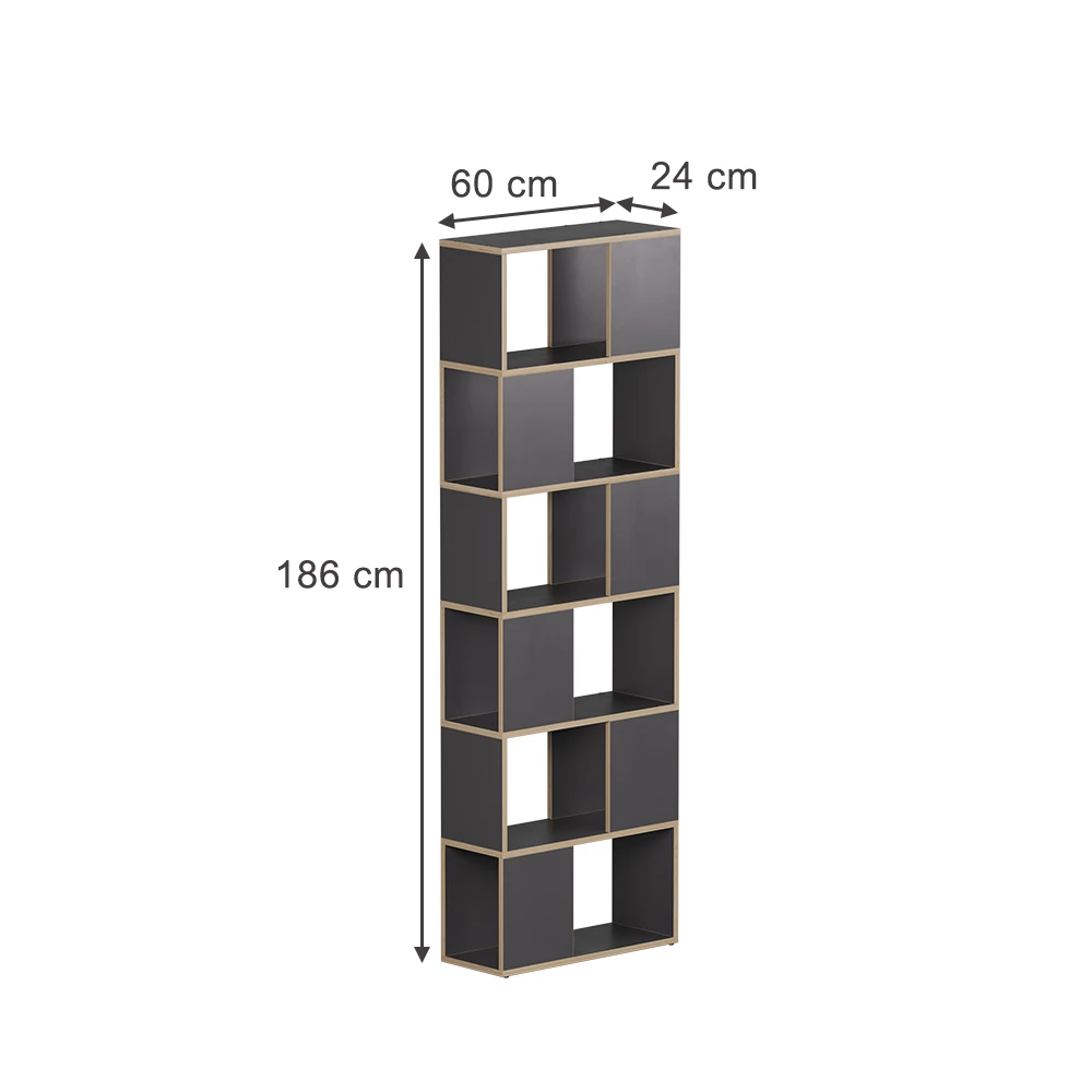 Séparateur de pièce en anthracite/chêne sur fond blanc