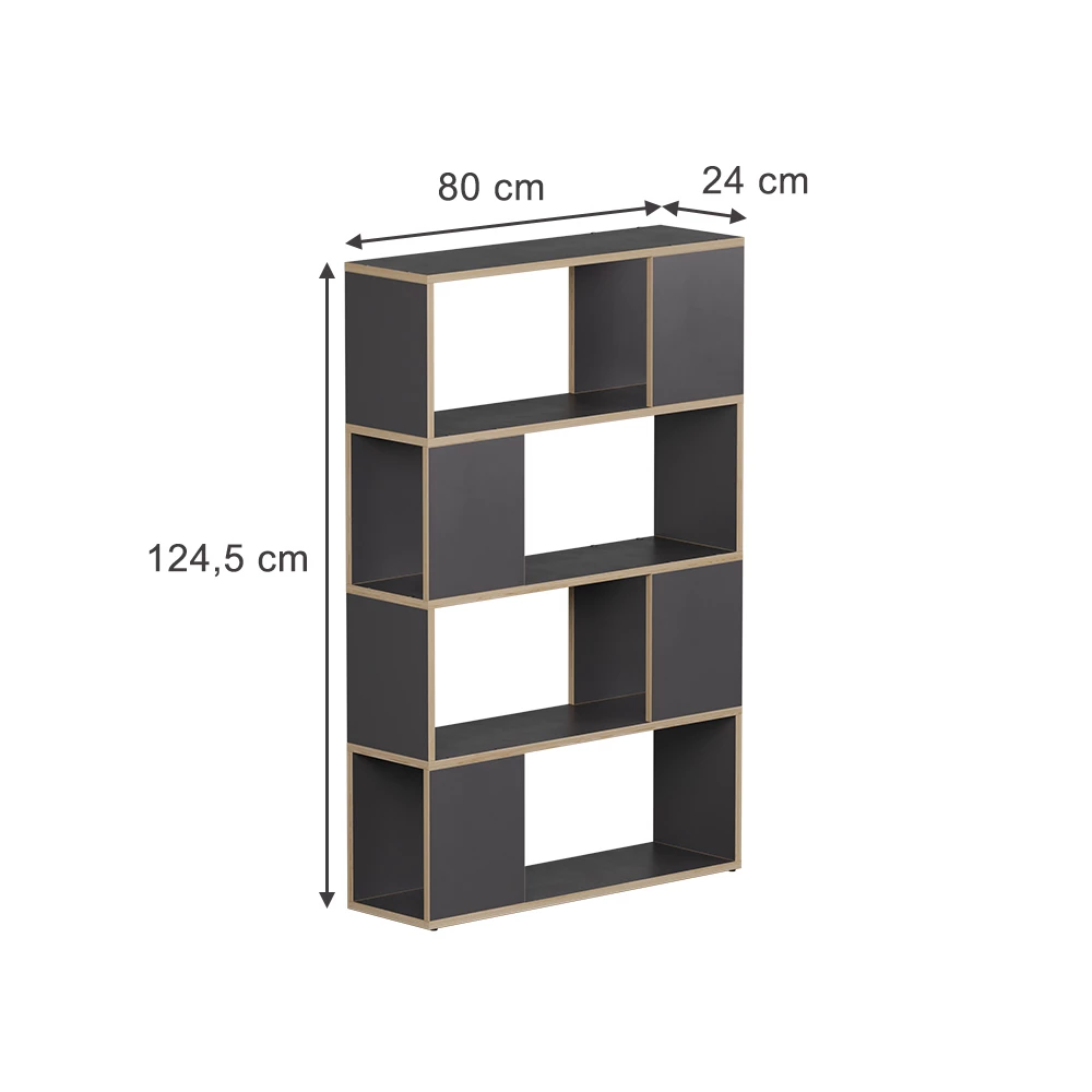 Séparation de pièce en anthracite/chêne sur fond blanc