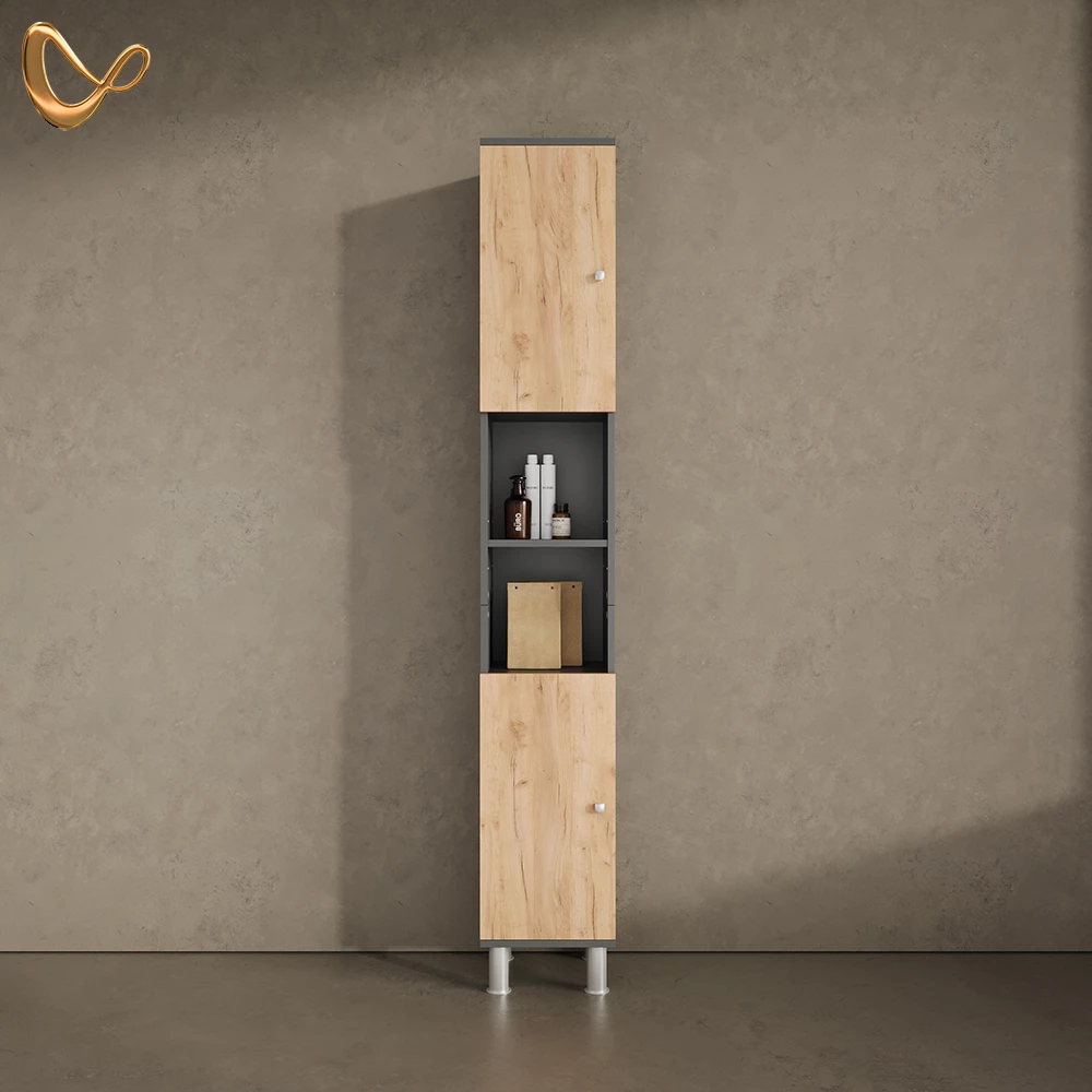 Badschrank Fucino Anthrazit/Goldkraft Eiche 30 x 190 cm livinity®