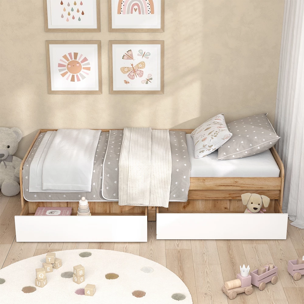 Vicco Kinderbed Wit/Kunstnijverheid 90x200 cm met matras, Clario