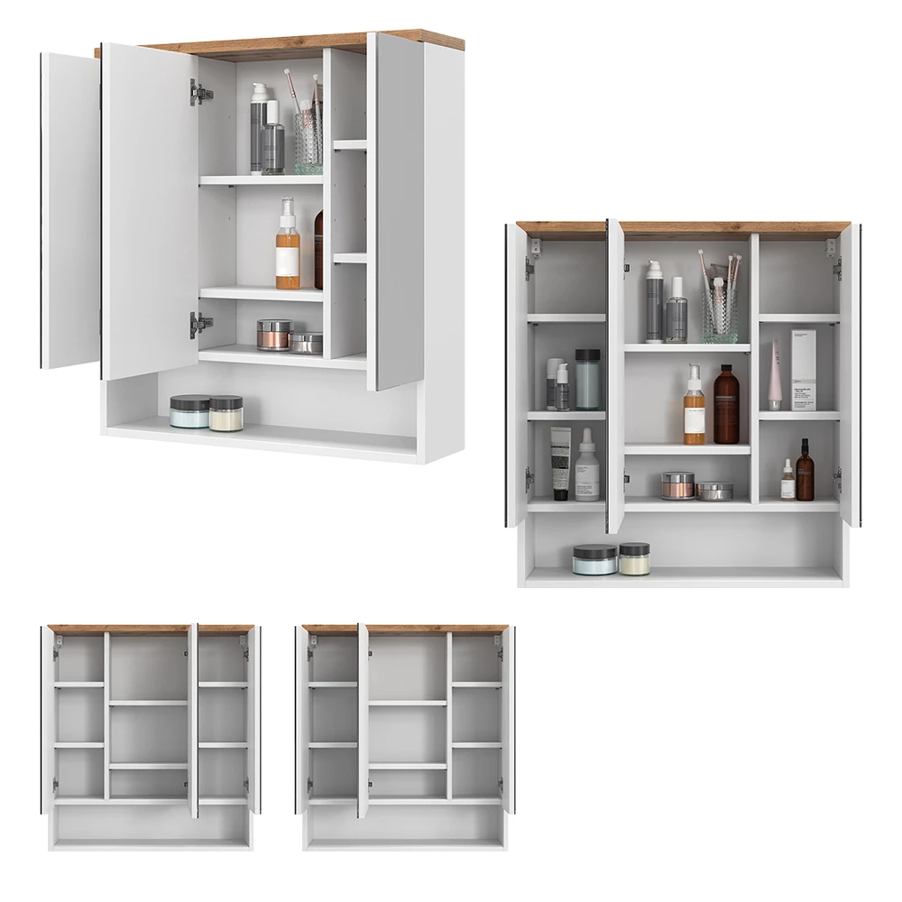Specchio contenitore bagno Eden Bianco 70 x 77.5 cm con 3 porte Vicco