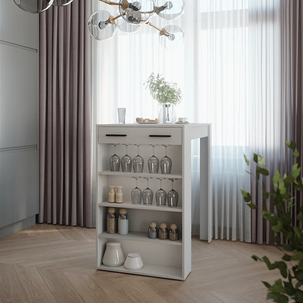 Bartisch in Weiß auf weißem Hintergrund