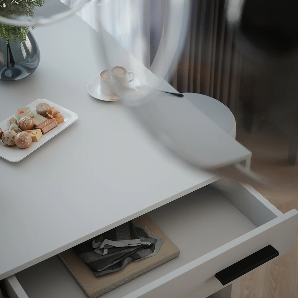 Close-up van Bartafelset in Wit, met ontwerp- en oppervlakte-details