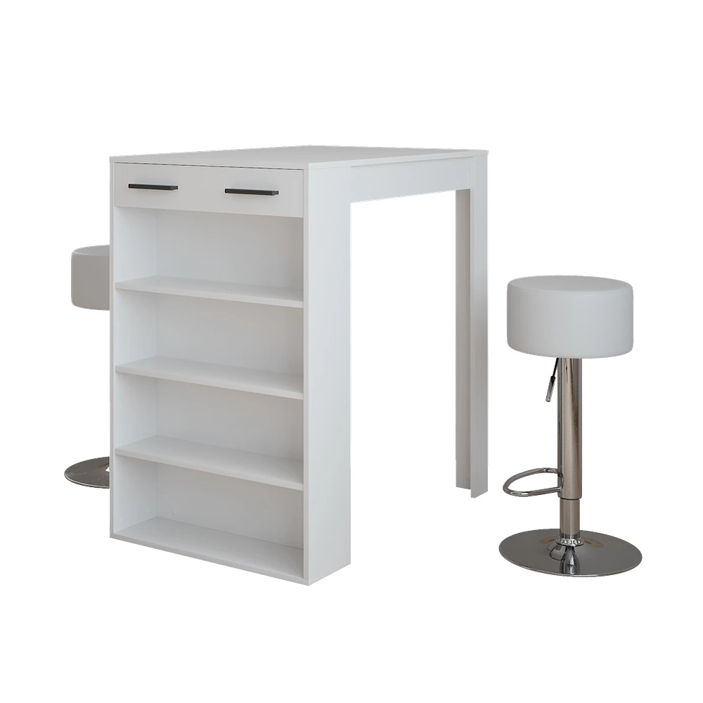 Juego de mesa de bar en Blanco sobre fondo blanco